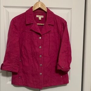 Coldwater Creek Pink Jean Jacket with 3/4 Sleeves